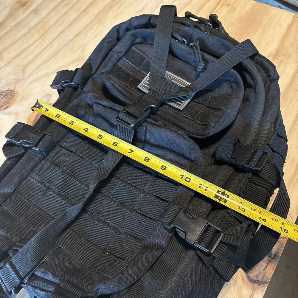 Black Military Tactical Backpack USA Patch Preowned Very Good Unbranded